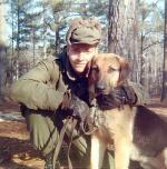 Anthony Jerone with bomb sniffing dog Lobo